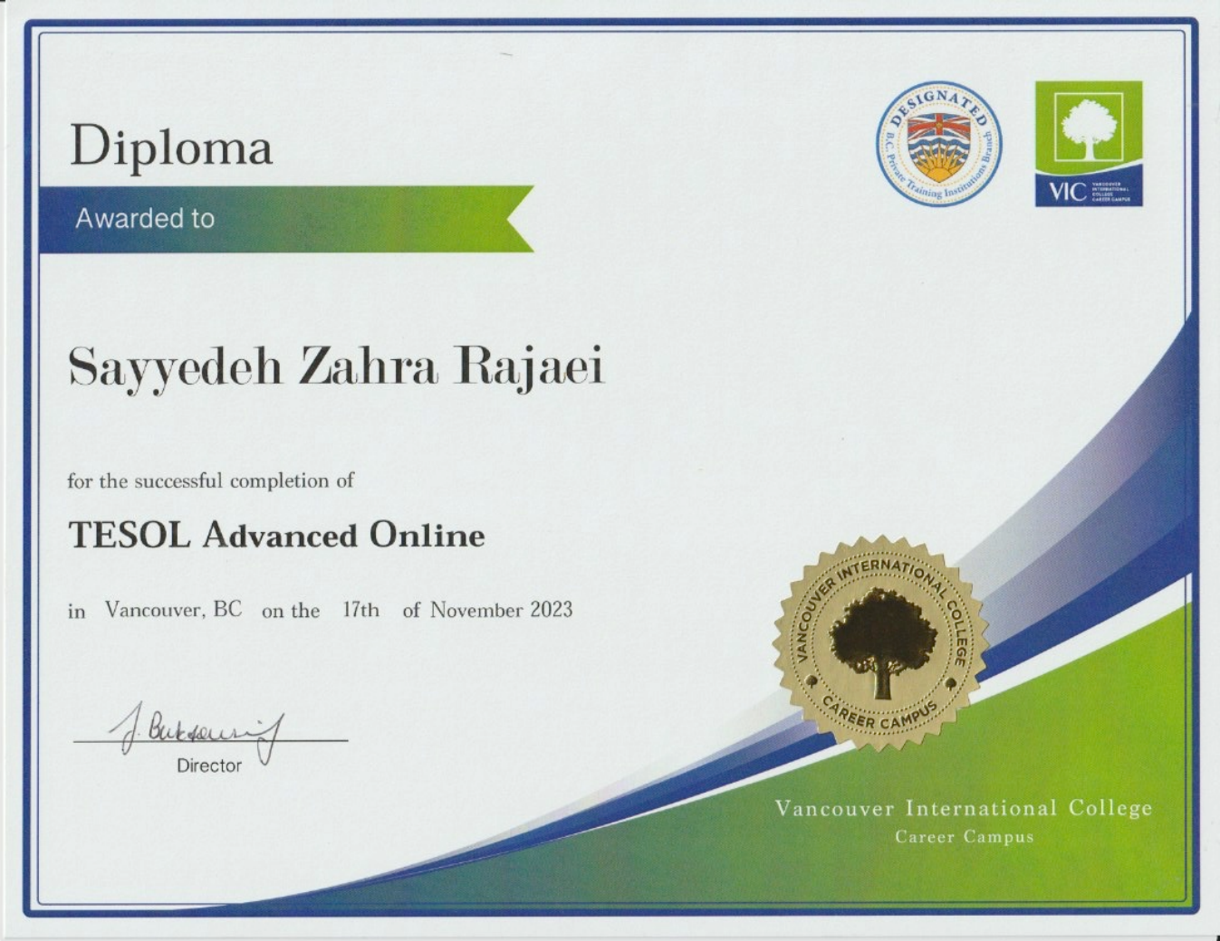 TESOL Advanced Online · Vancouver International College · November 17, 2023